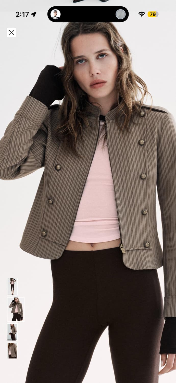 자라 스트라이프 타이트핏 블레이저 나폴레옹 자켓 zara 상품이미지4