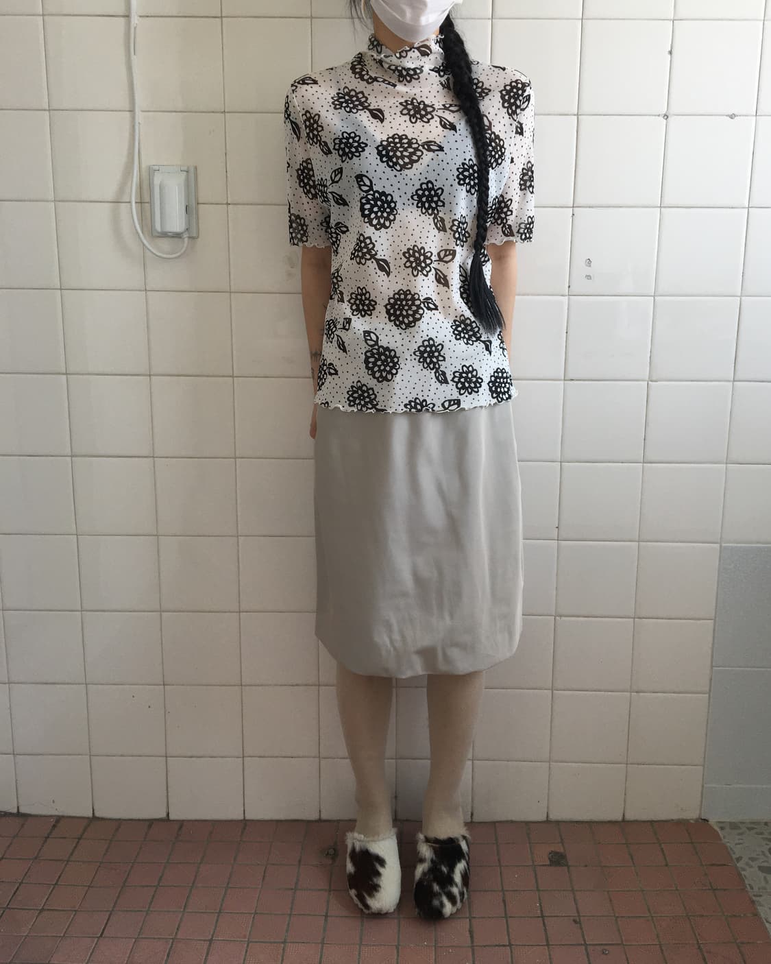 Flower pattern high neck top 상품이미지5