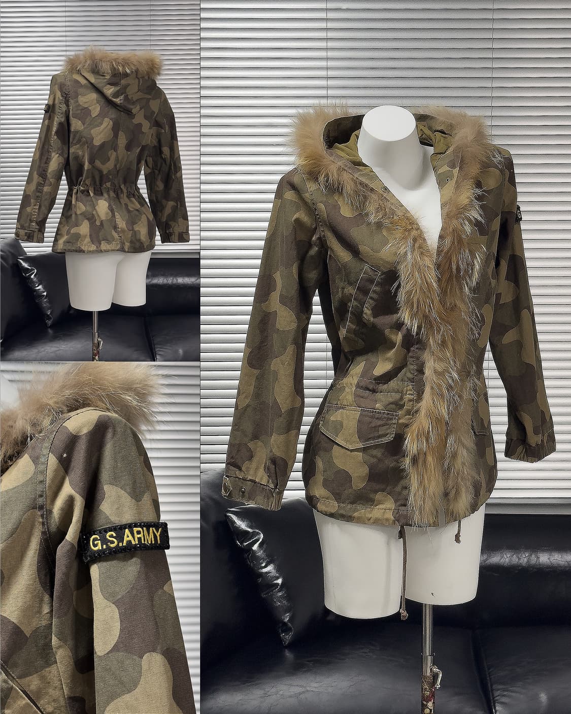 Y2K Faux Fur-Trim Camo Parka 상품이미지1