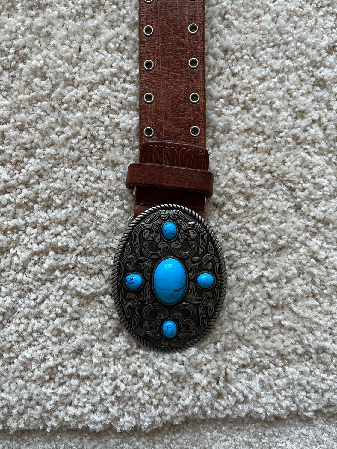 웨스턴 콘초 터키석 인레이 버클 벨트 (30-34) 상품이미지3