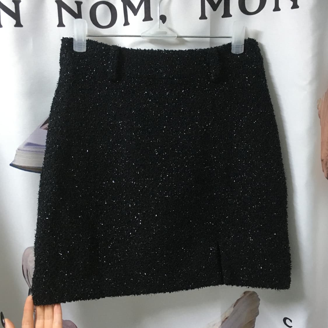 클라따 트위드 스커트 블랙 상품이미지3