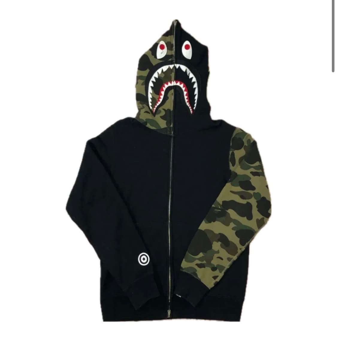 Bape 베이프 녹계 반카모 샤크 후드집업 L 사이즈 상품이미지1