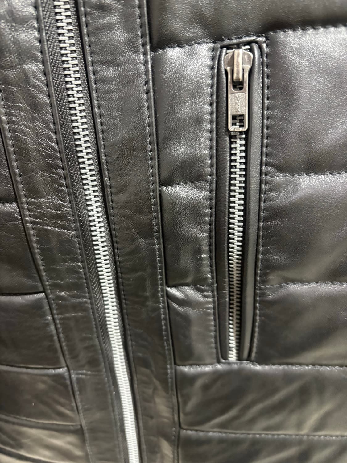 바이커 레더 숏 패딩자켓 블랙 m 상품이미지4