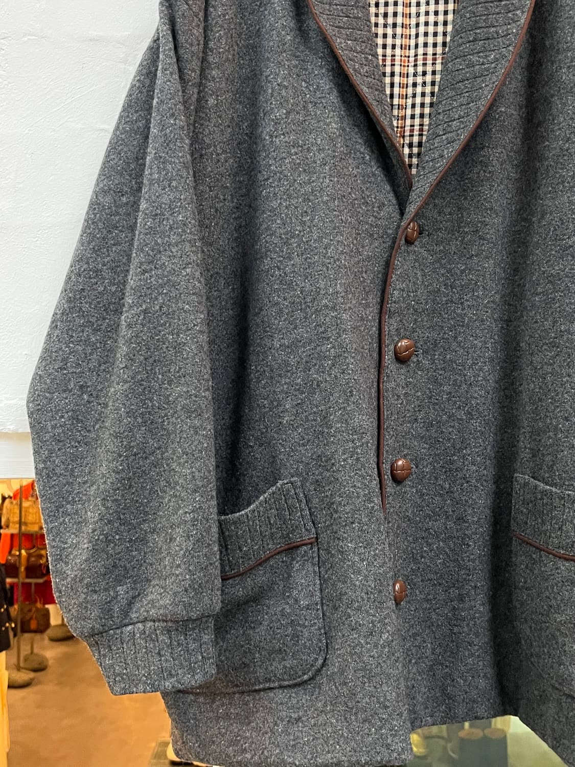 Daks 닥스 울 가디건 퀼팅 체크 아우터 L 상품이미지4