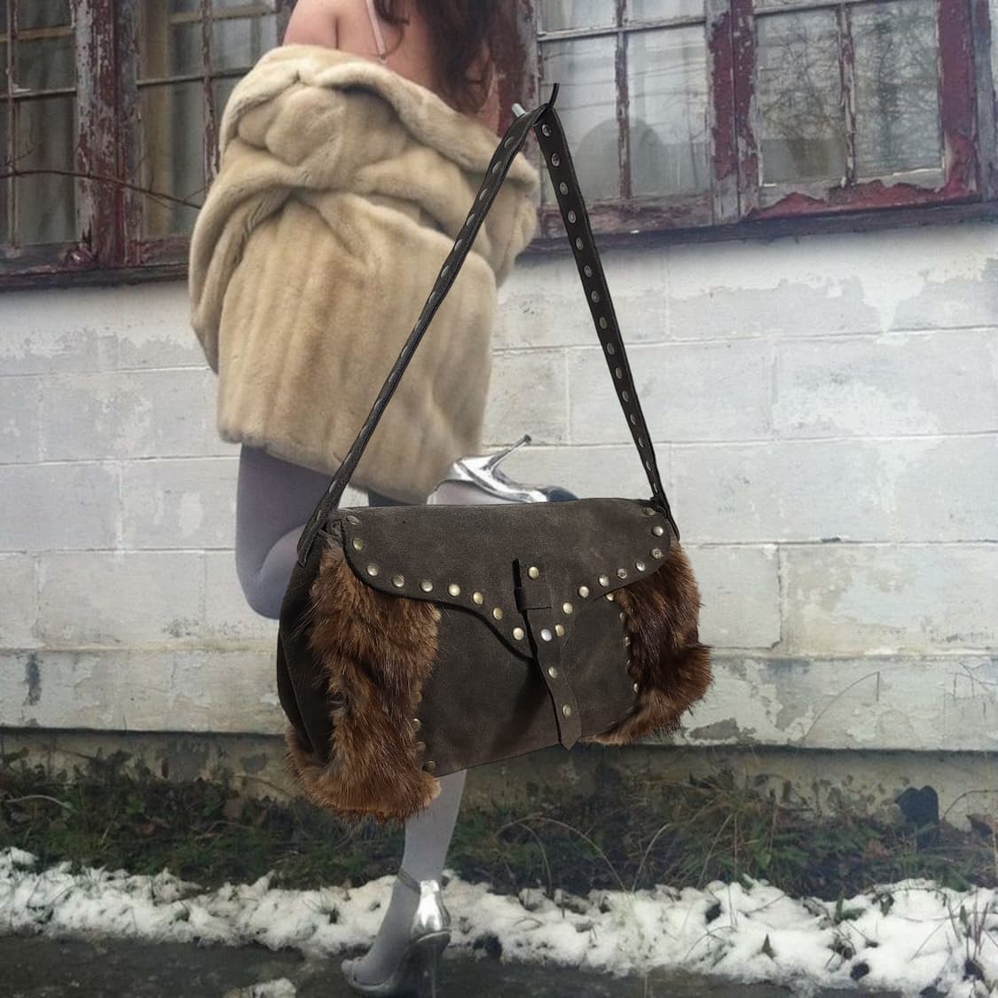Vintage western suede Fur trim 상품이미지2