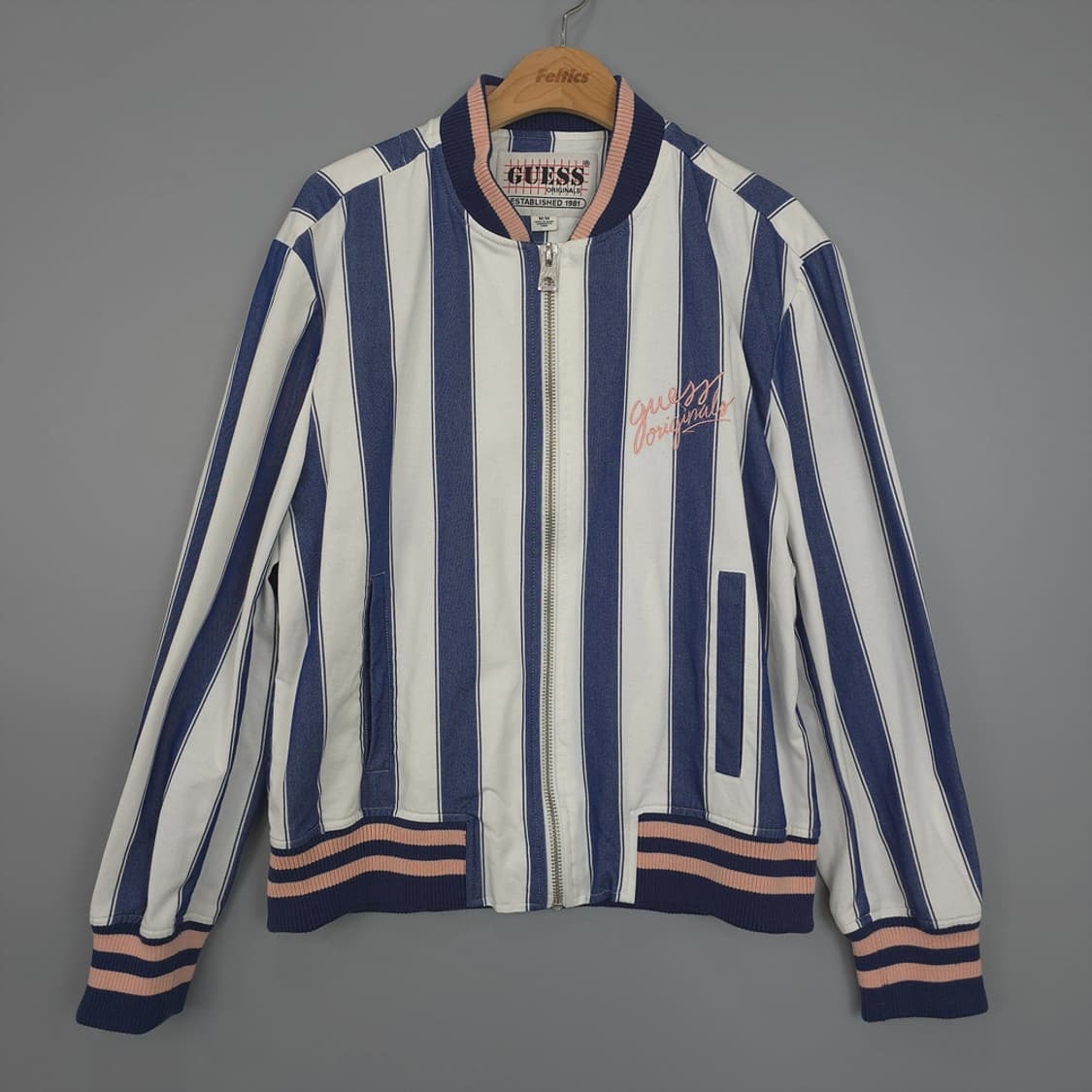 게스 GUESS 오리지널 스트라이프 항공점퍼 블루 M 상품이미지1