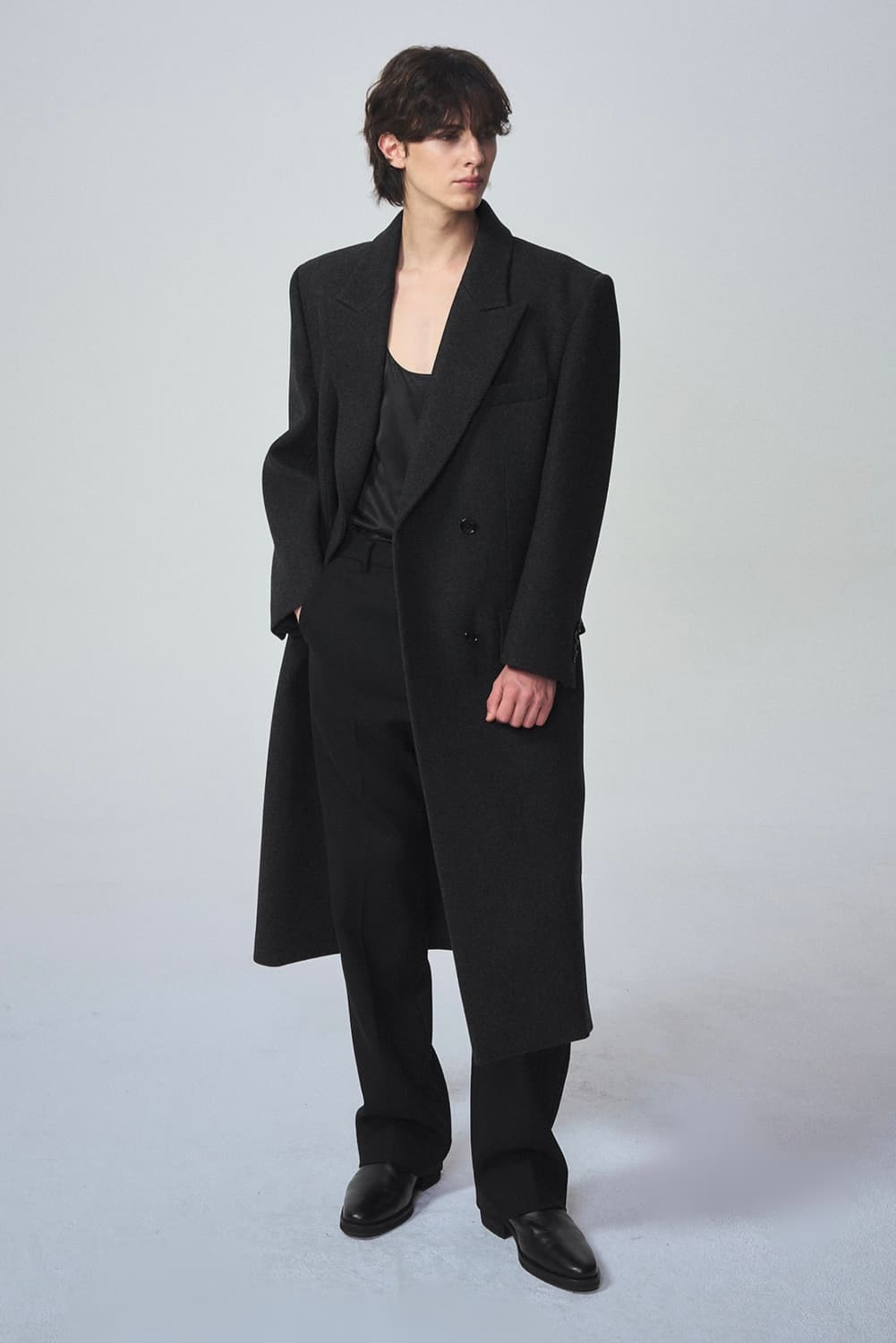 SYSTEM HOMME 파리컬렉션 더블 코트 차콜 105 상품이미지5