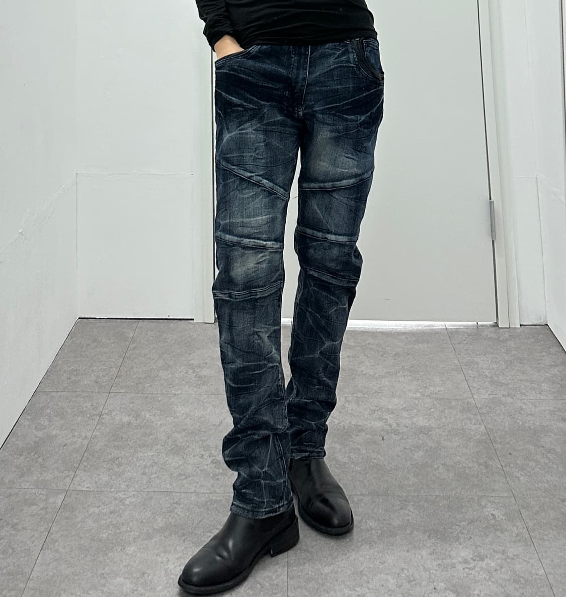 Vintage leather point fade lines biker j 상품이미지1