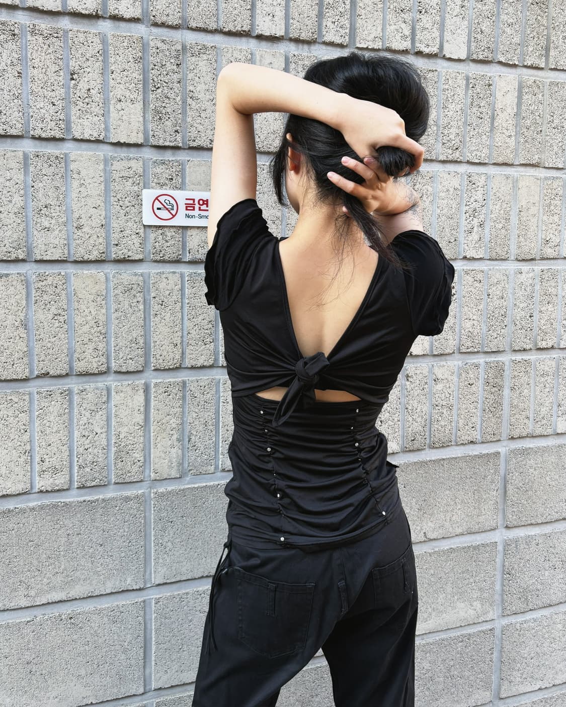 오즈온 백 오픈 디테일 져지 탑 상품이미지6