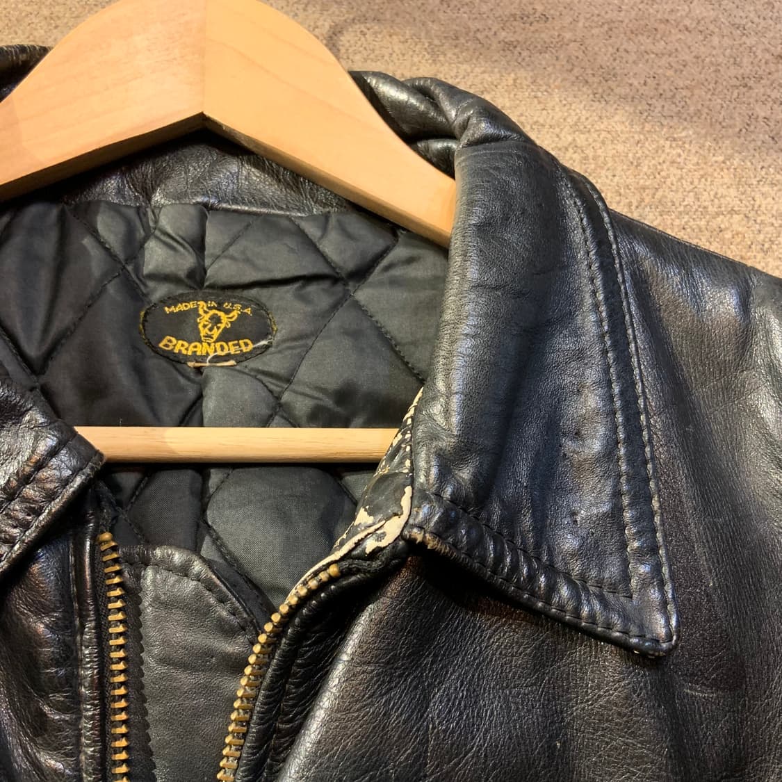 USA 90s Branded 프린지 숏 싱글라이더 자켓 M 소가죽 상품이미지2