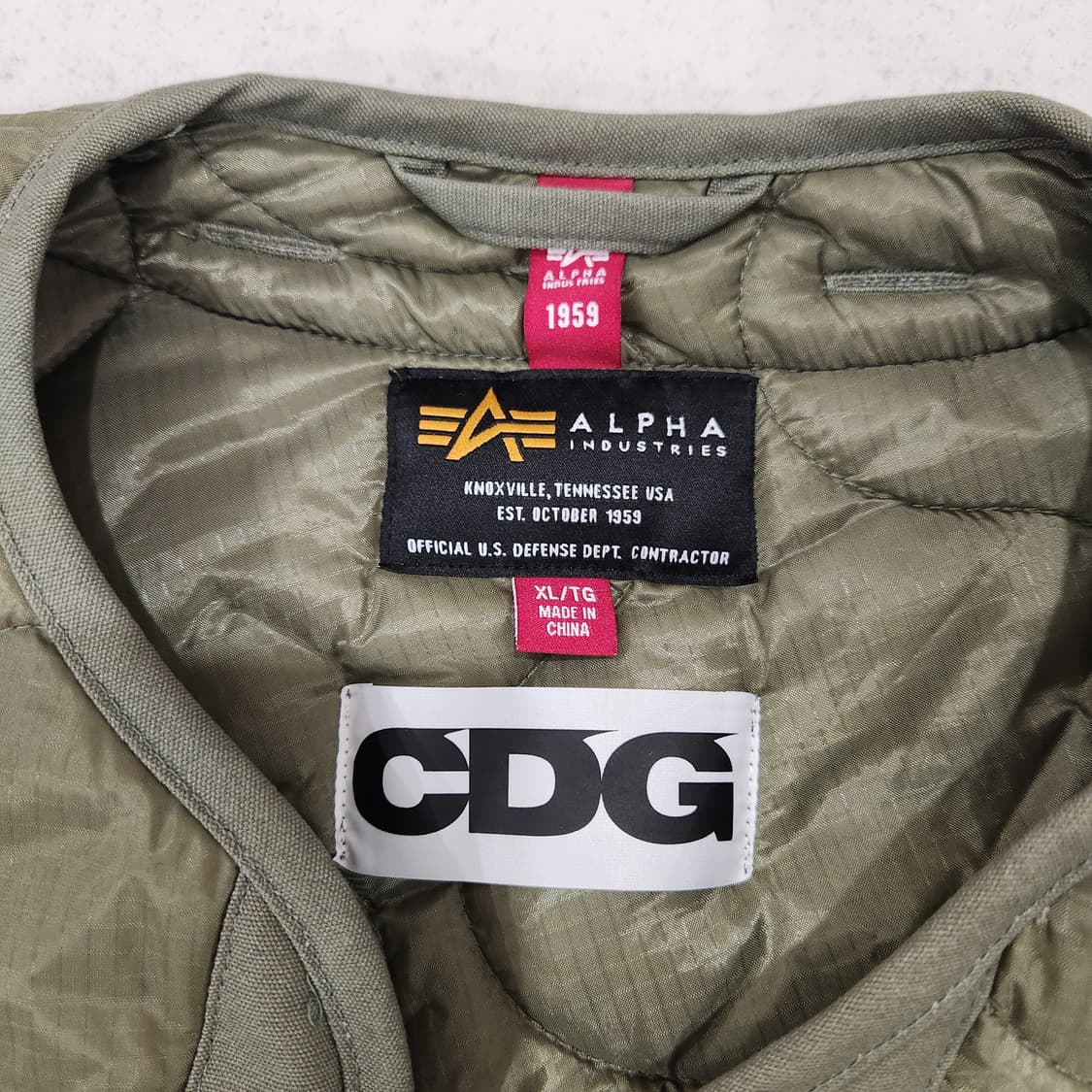 꼼데가르송 CDG × 알파인더스트리 바이어스 라이너 재킷 카키 XL 상품이미지2