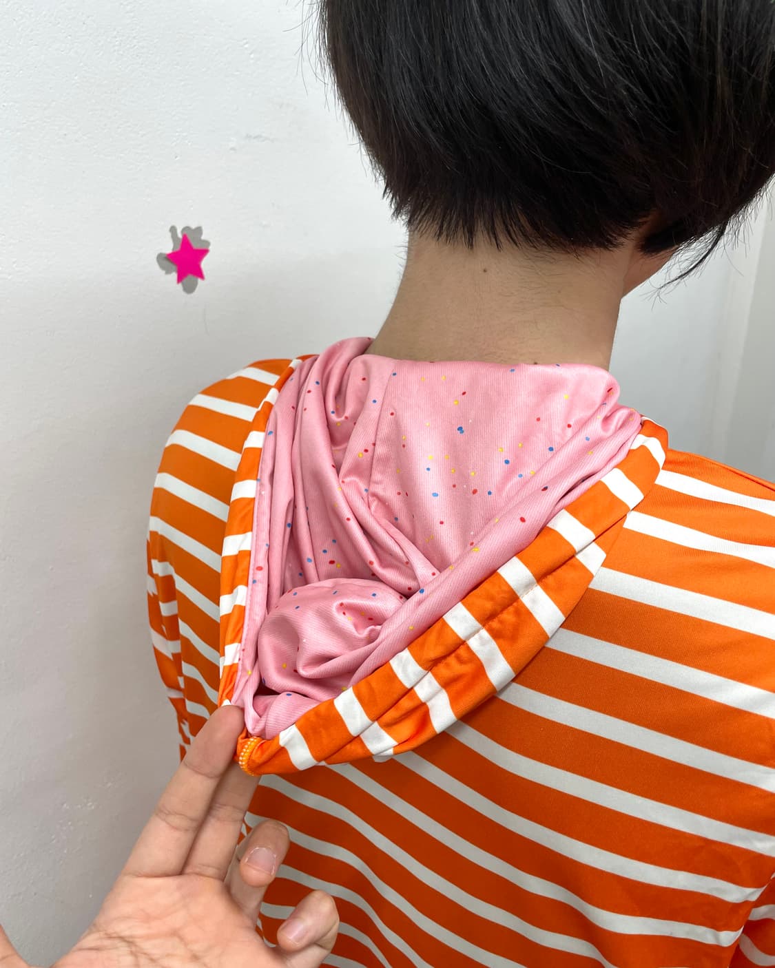 Orange Stripe Hooded Zip-Up 상품이미지3