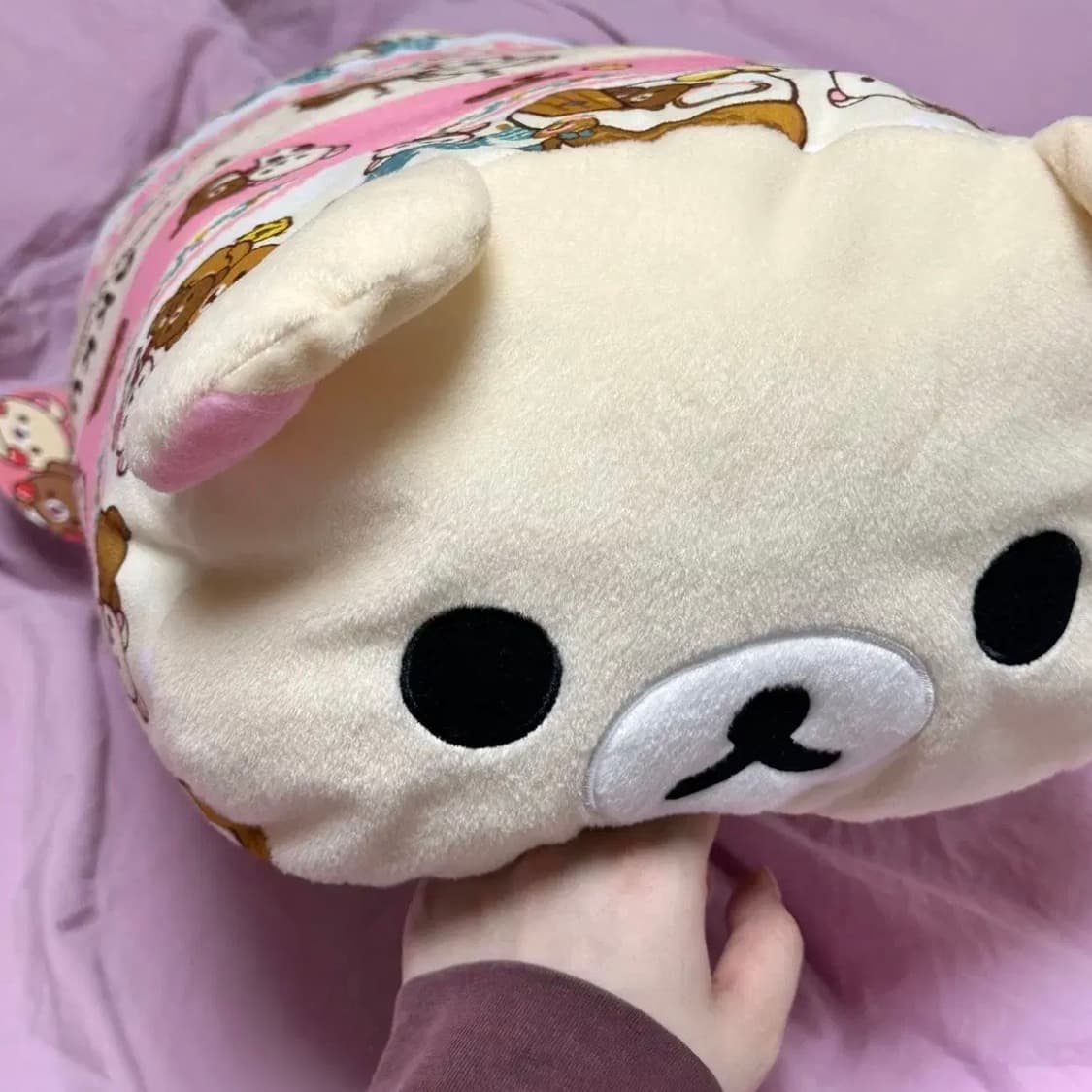 산엑스 대형 코리락쿠마 핑크 쿠션 베개 어묵잉 상품이미지1