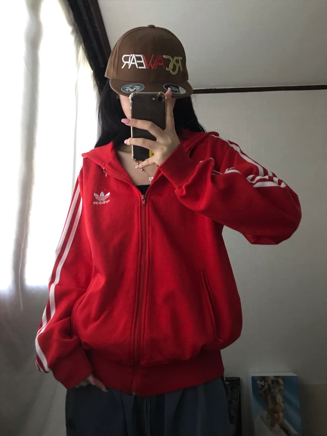 아디다스 레드 오버핏 후드 져지 상품이미지6