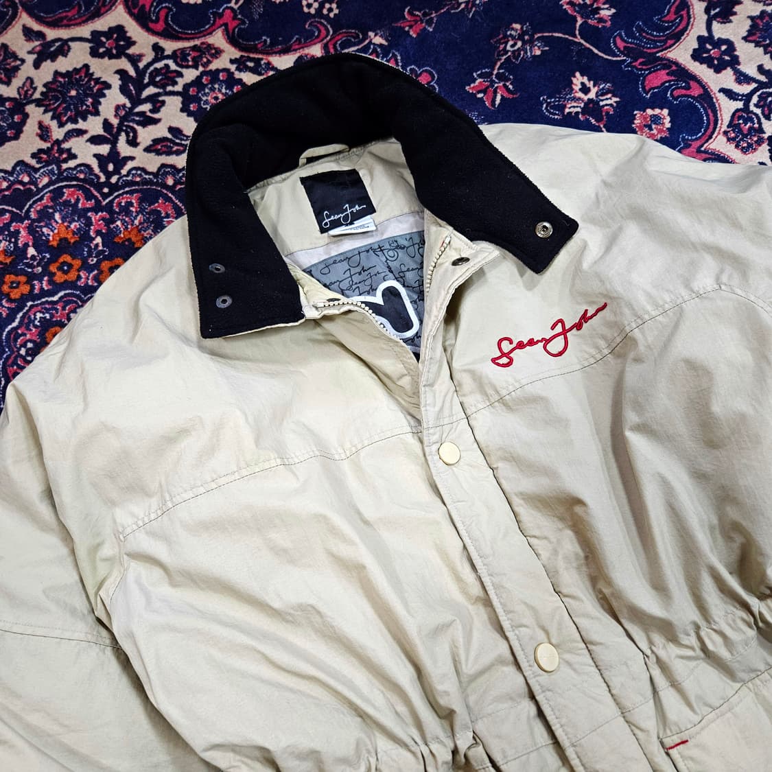 SeanJohn 빈티지 레드자수 덕다운 패딩 점퍼 L size 상품이미지2