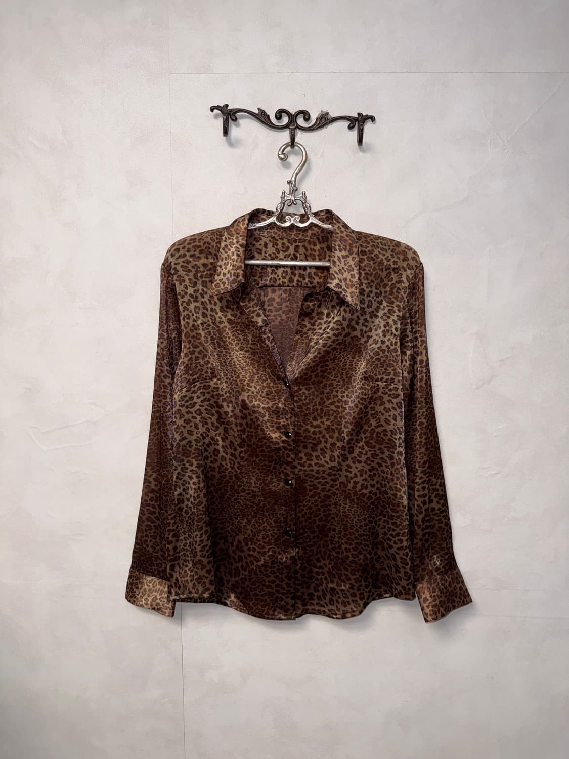 Gold brown leopard satin shirt 상품이미지4