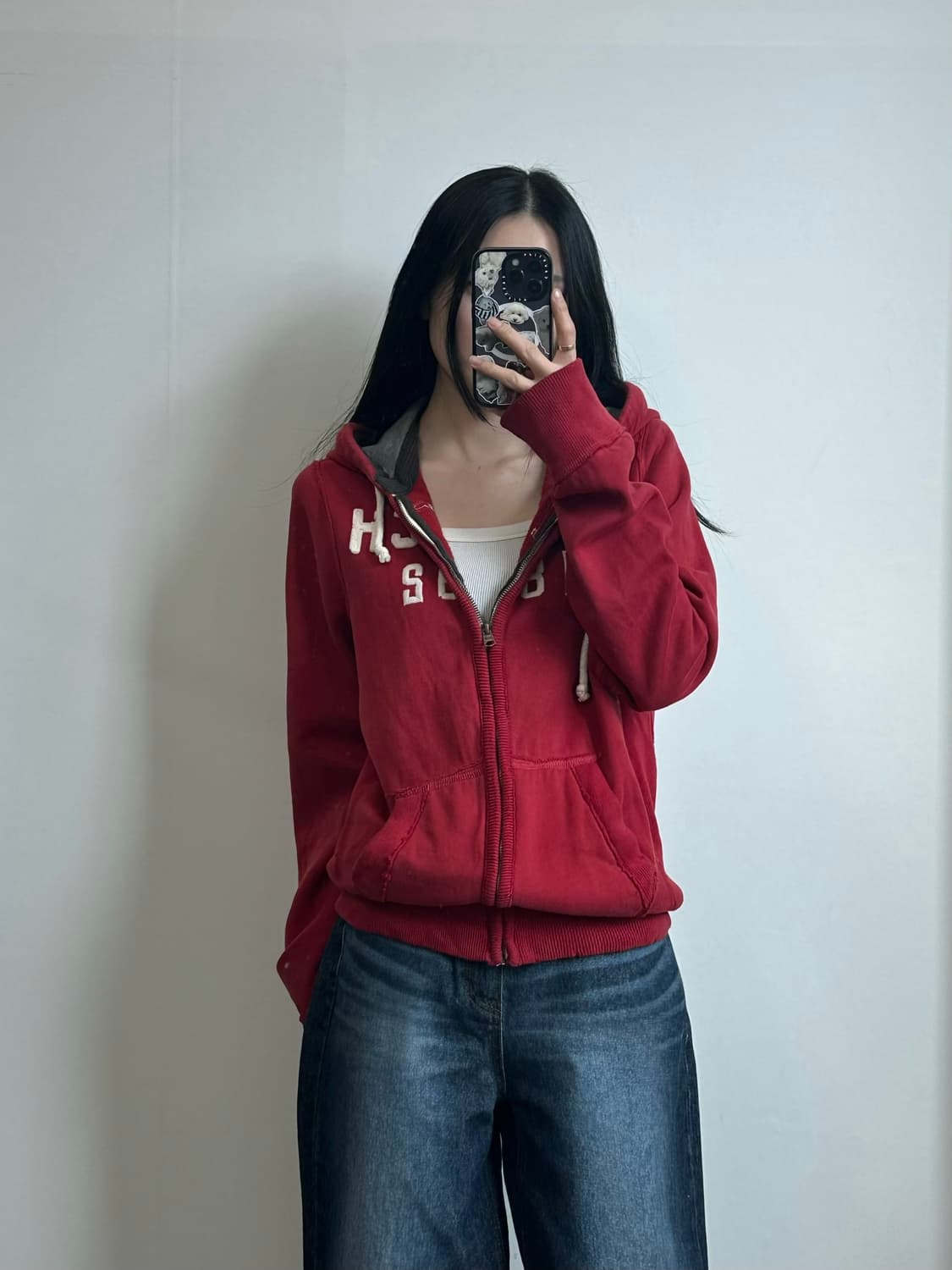 아베크롬비 y2k 와투케 레드 헤비코튼 후드집업 상품이미지1