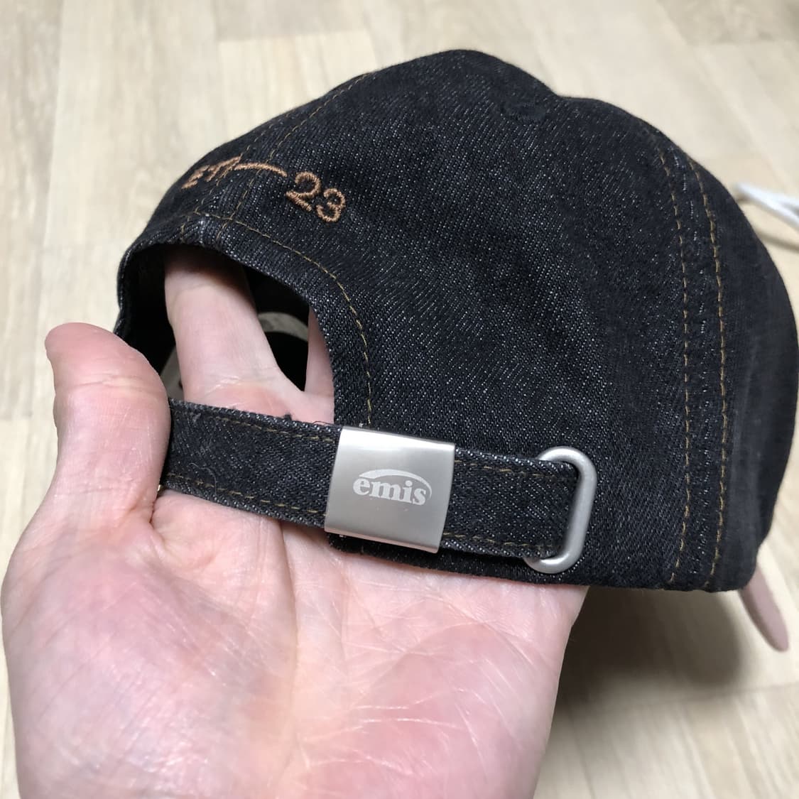 (OS) 이미스 EMIS 워시드 데님 볼캡 그레이 핑크 상품이미지2