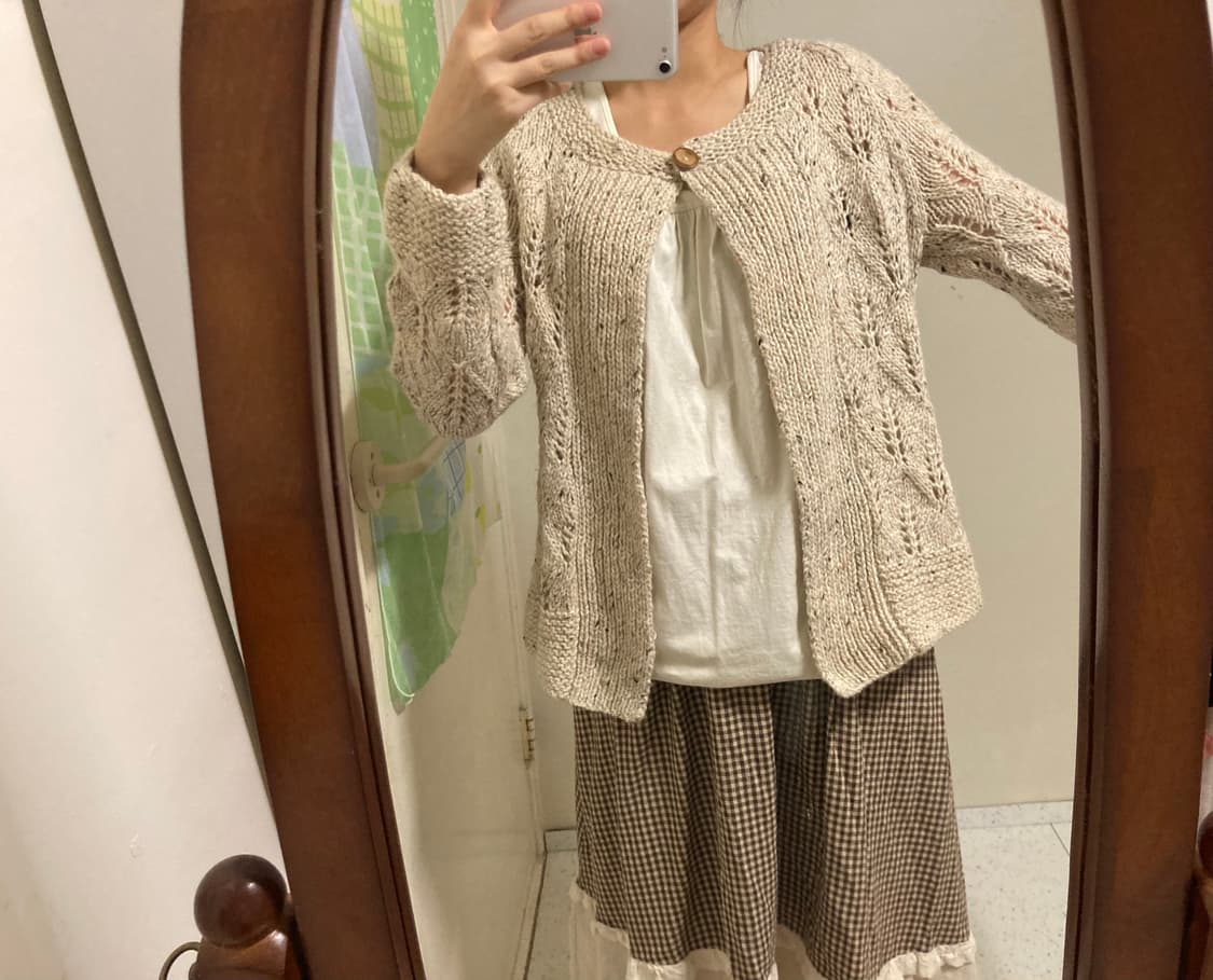 원단추 오트밀 가디건 상품이미지4