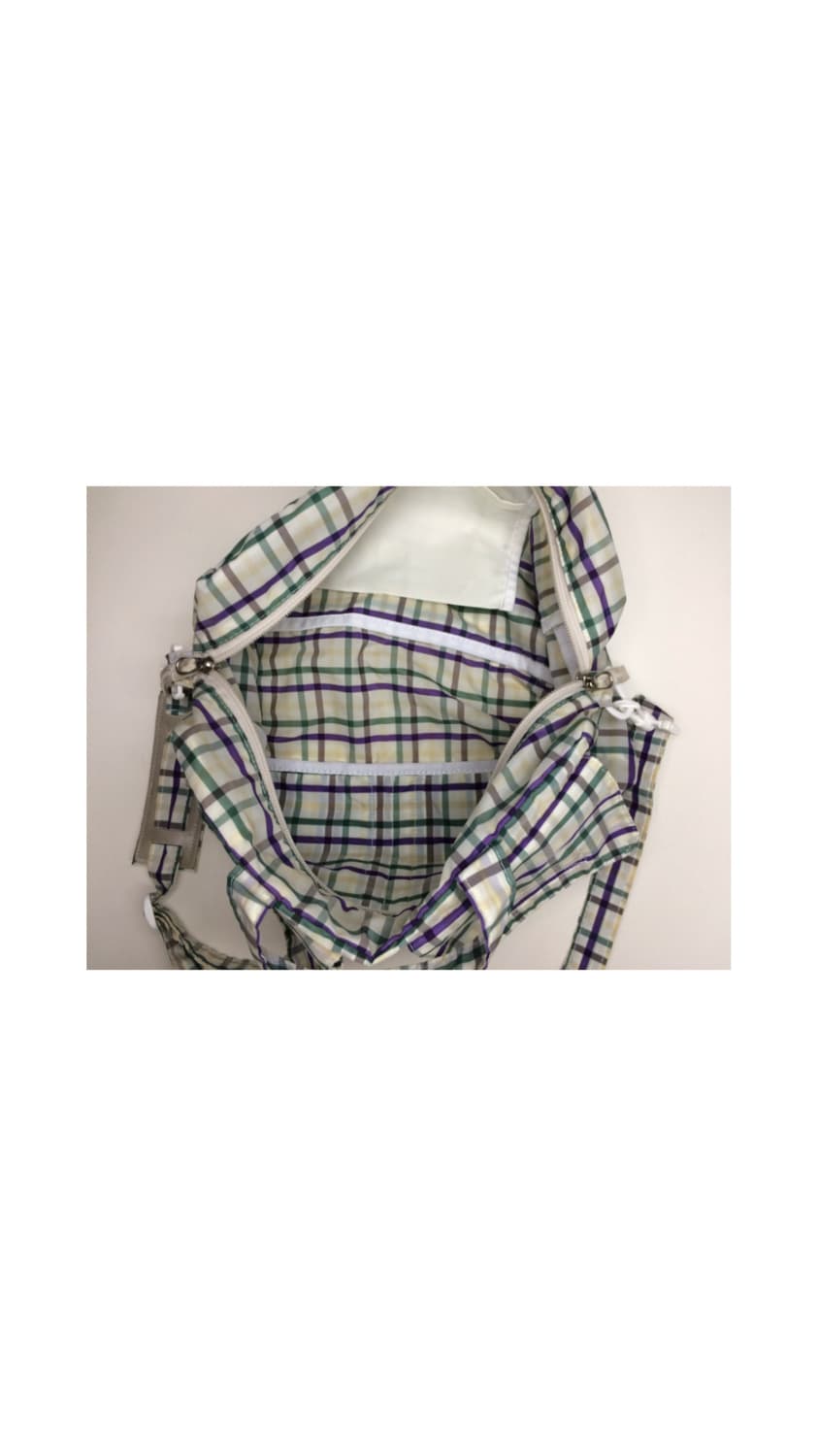 츠모리 치사토 그린 퍼플 체크 경량 토트백 크로스백 상품이미지6