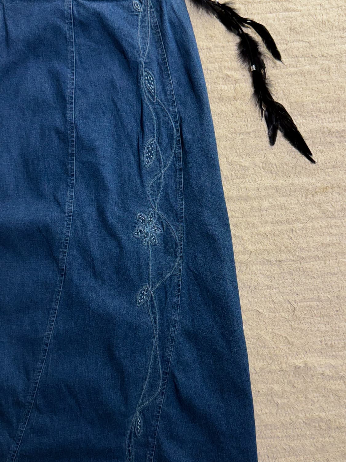 Beaded Stitched Denim Skirt 0257 상품이미지3