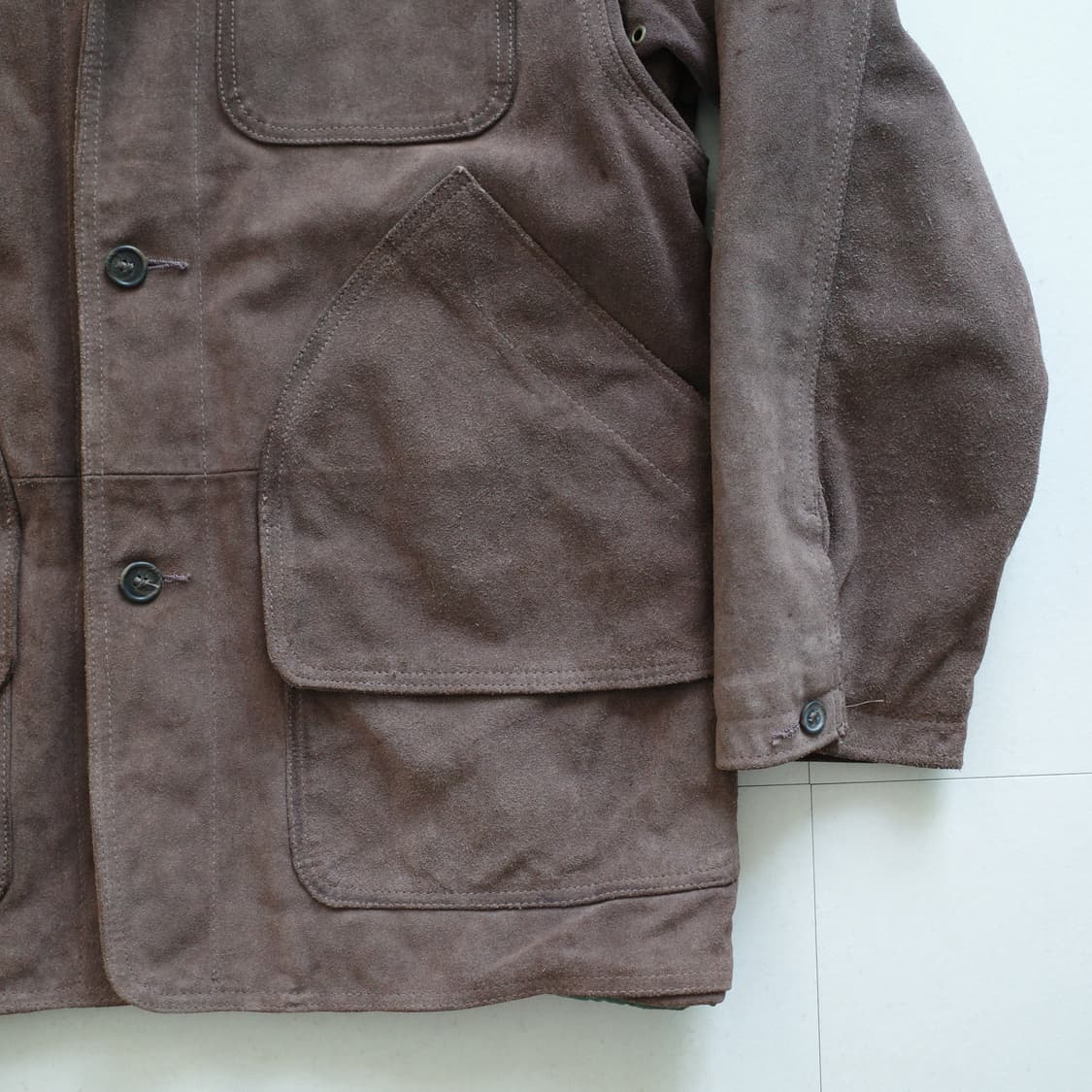 90s 골든베어 스웨이드 헌팅 자켓 코듀로이 카라 Made In USA 상품이미지2