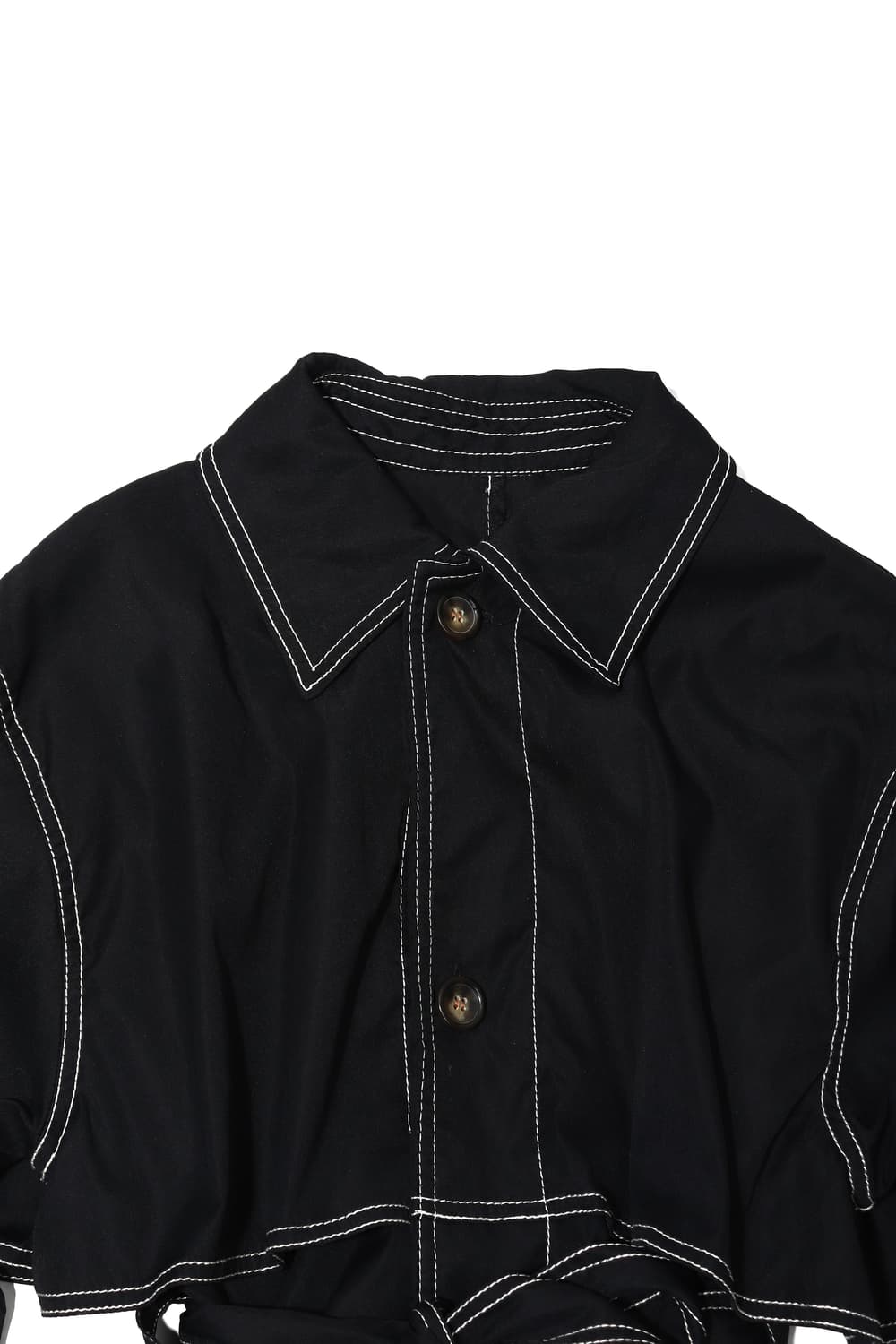 폴리 블랙 화이트 스티치 롱 코트 women Free 상품이미지3