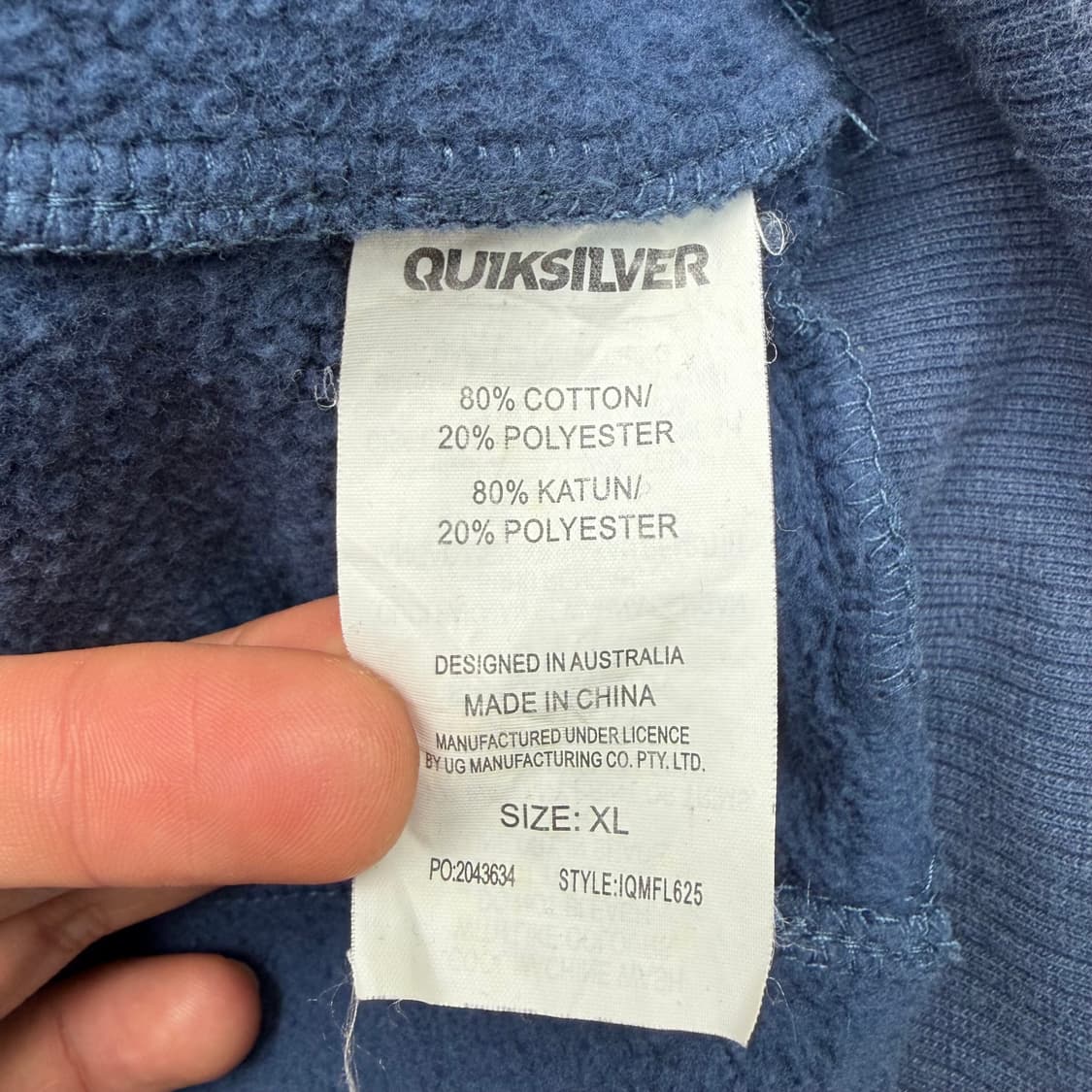 퀵실버 올드스쿨 블루 네이비 아치로고 플리스 자켓 XL 상품이미지8