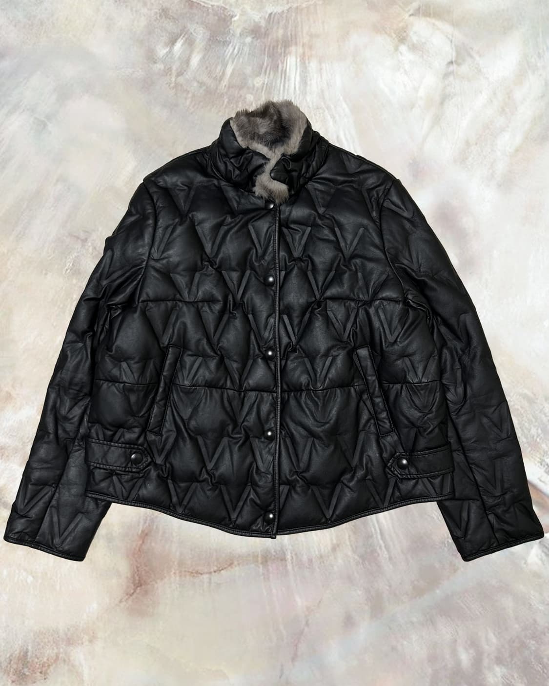 빈티지 레더 경량패딩 자켓 상품이미지1