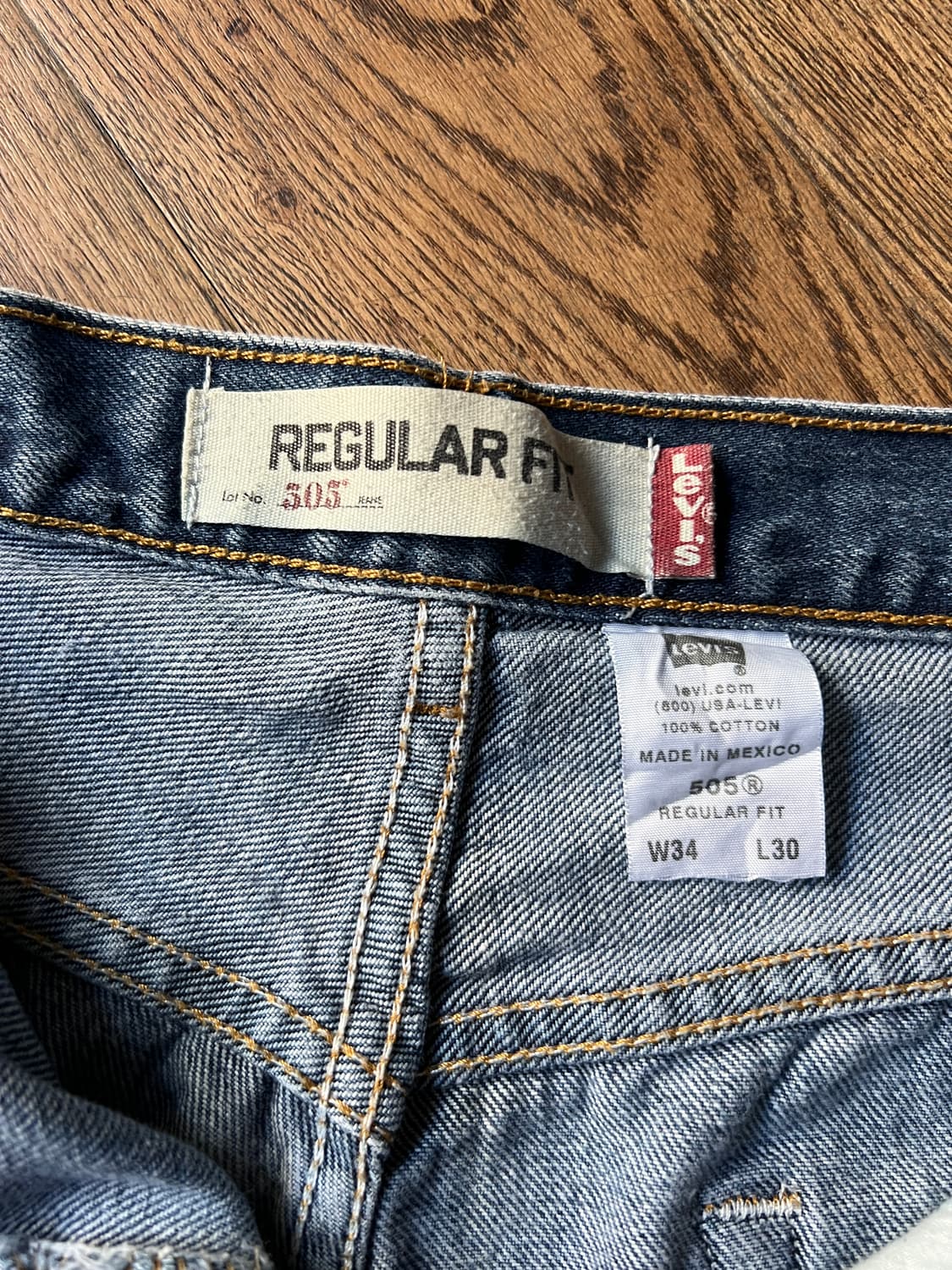 [34]00's 리바이스 USA 505 미디엄블루 데님 팬츠 상품이미지4