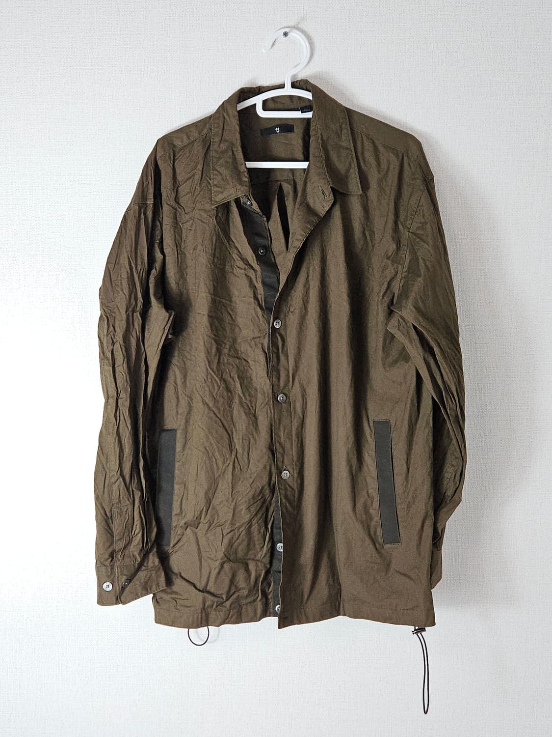 유니클로 +J 질샌더 콜라보 오버사이즈 블루종 스트링 셔츠 자켓 우븐 L 상품이미지1