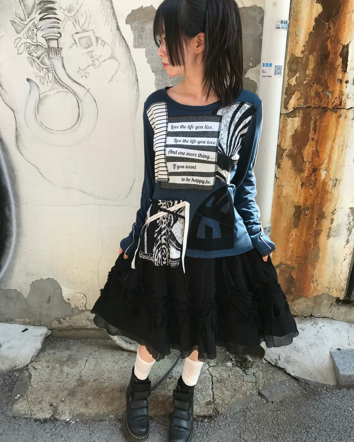 vintage black pattern skirt (25inch) 상품이미지6