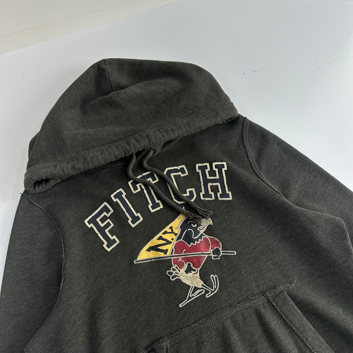 Abercrombie 아베크롬비 Fitch 로고 차콜 후드티 상품이미지4