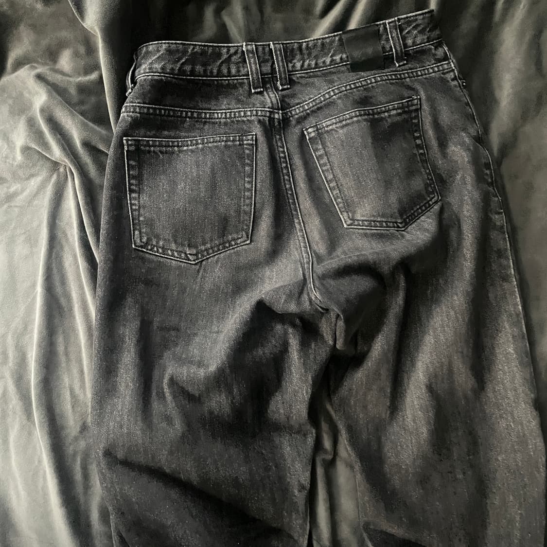 비슬로우 퍼플 블랙 워싱 와이드 집 데님 팬츠 30-32 상품이미지4