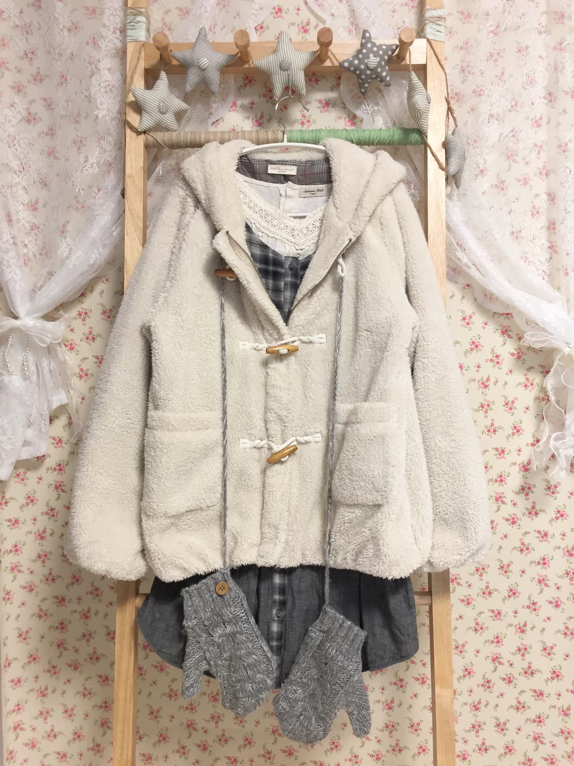 빈티지 어스뮤직 레드라벨 떡볶이 양털 후드집업 상품이미지2