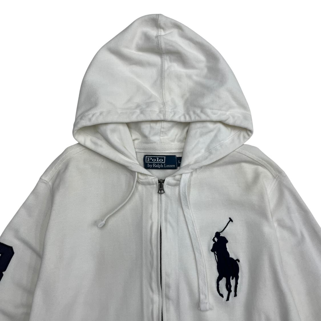 폴로 랄프로렌 네이비 빅포니 화이트 후드집업 L 상품이미지4