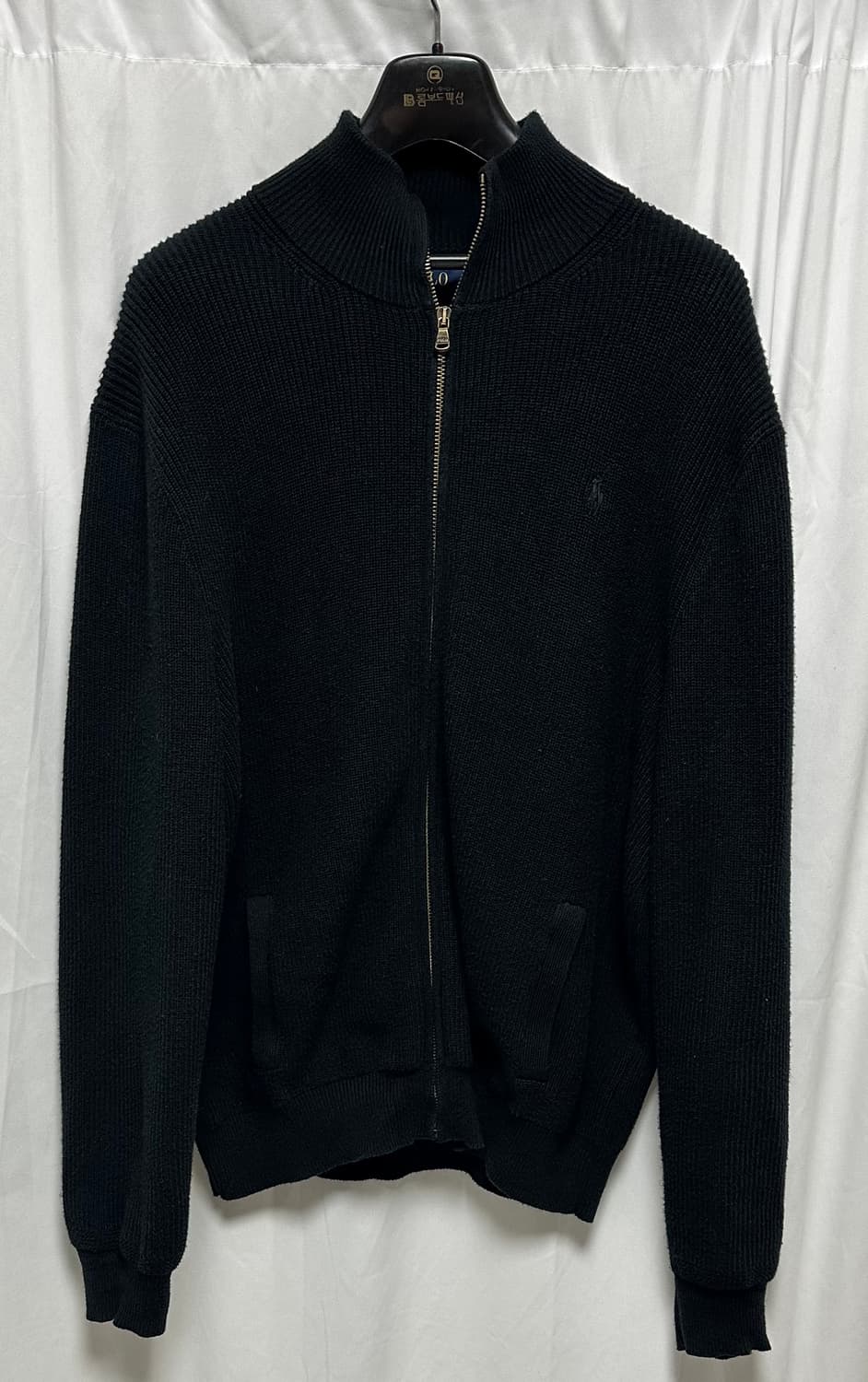 no.91 폴로 랄프로렌 블랙 니트 풀집업 L 새상품급 상품이미지1