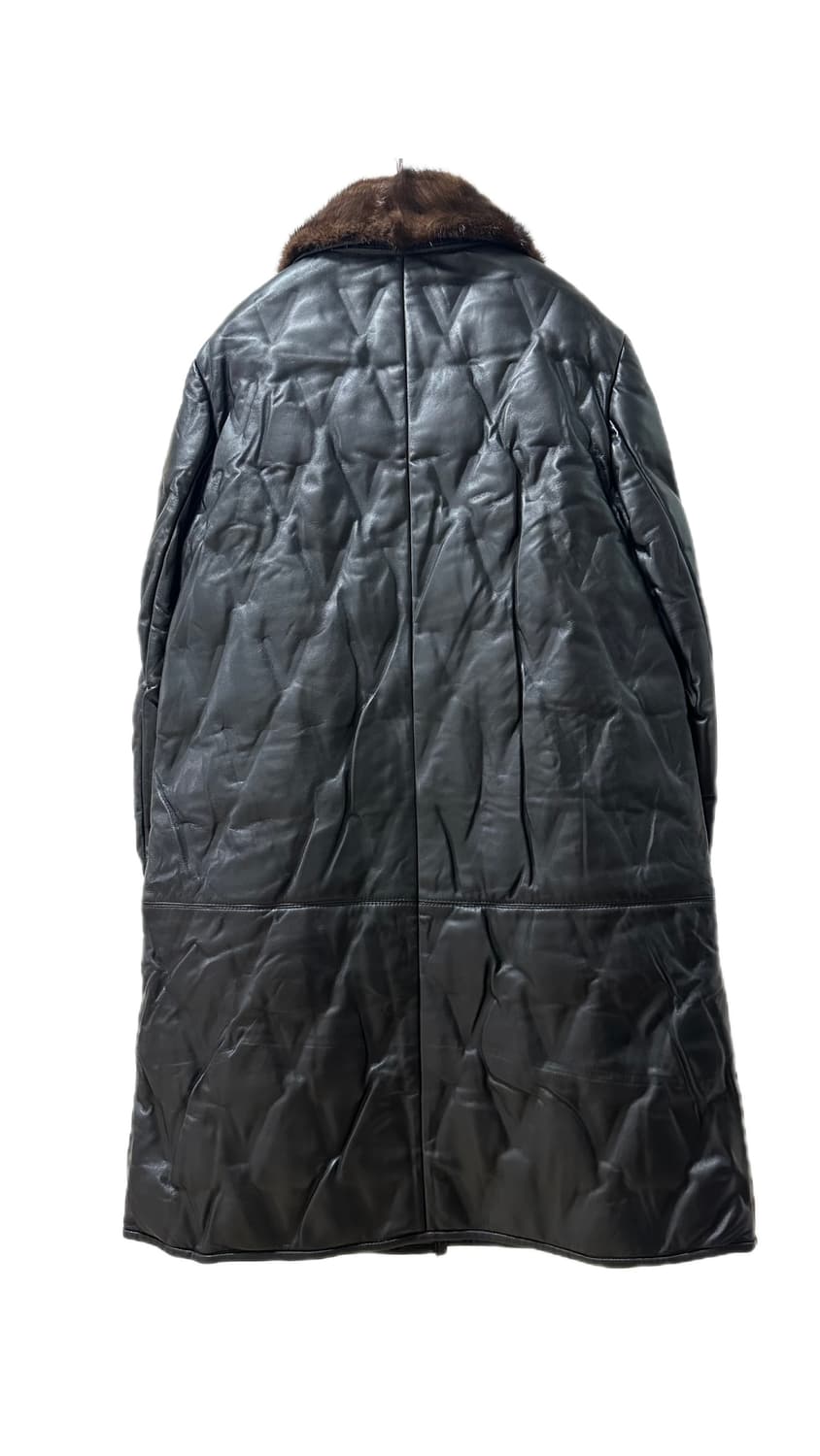 (새상품) 밍크 카라 구스 퀼팅 양가죽 롱 코트 상품이미지3