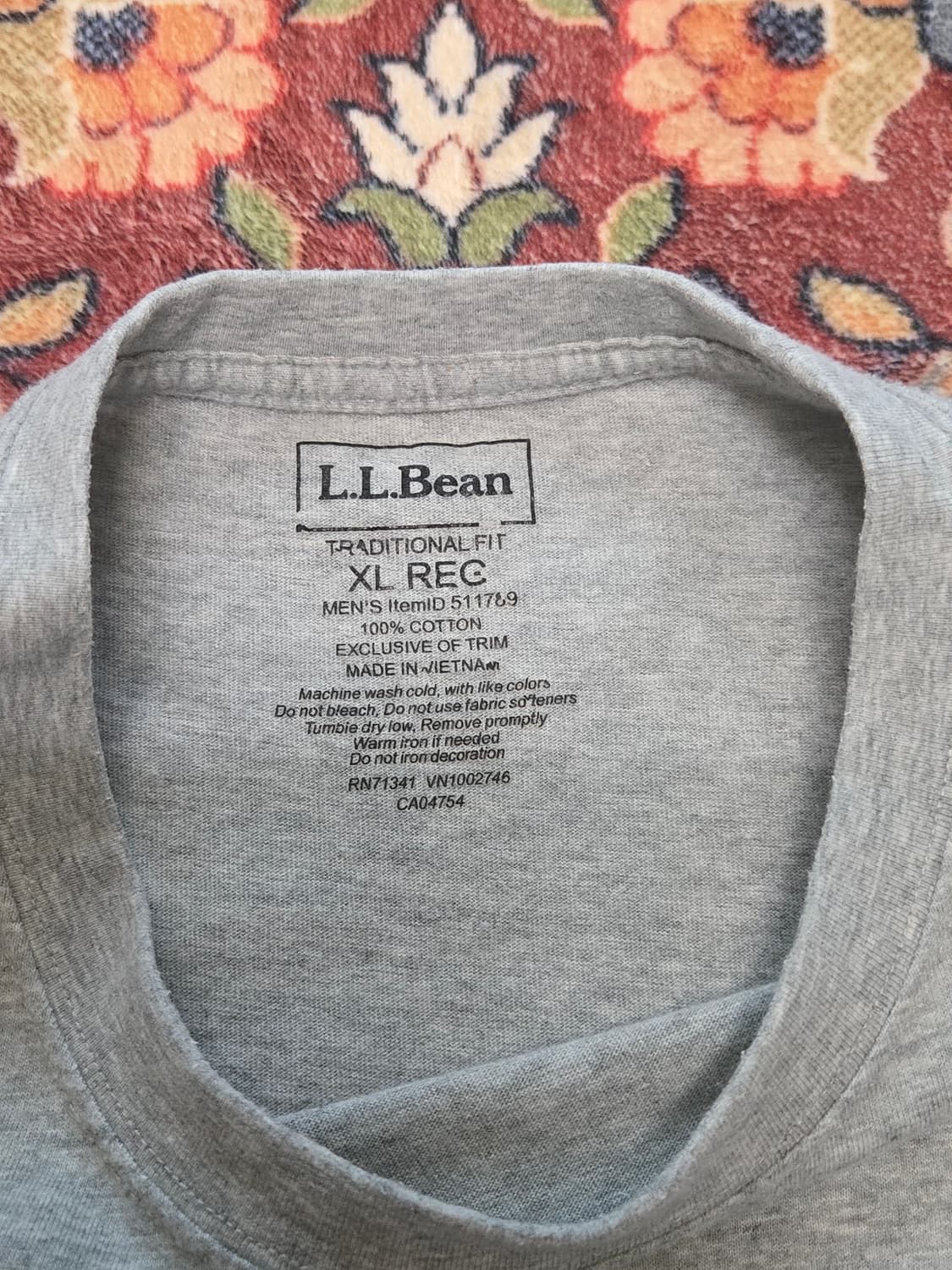 [XL]엘엘빈(L.L.Bean) 원포인트  로고 그레이 반팔 티셔츠  상품이미지4