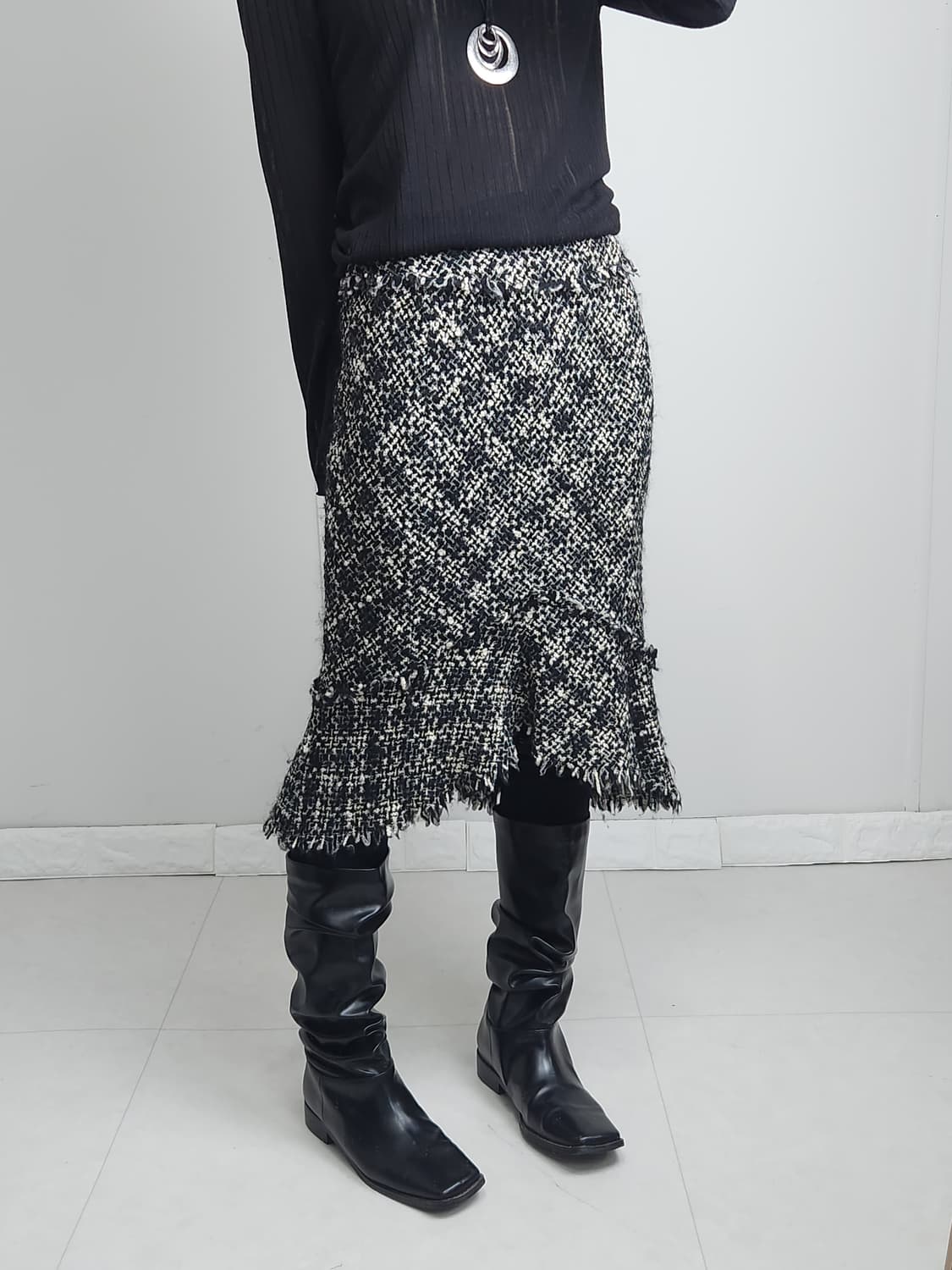 트위드 언발 스커트 상품이미지2