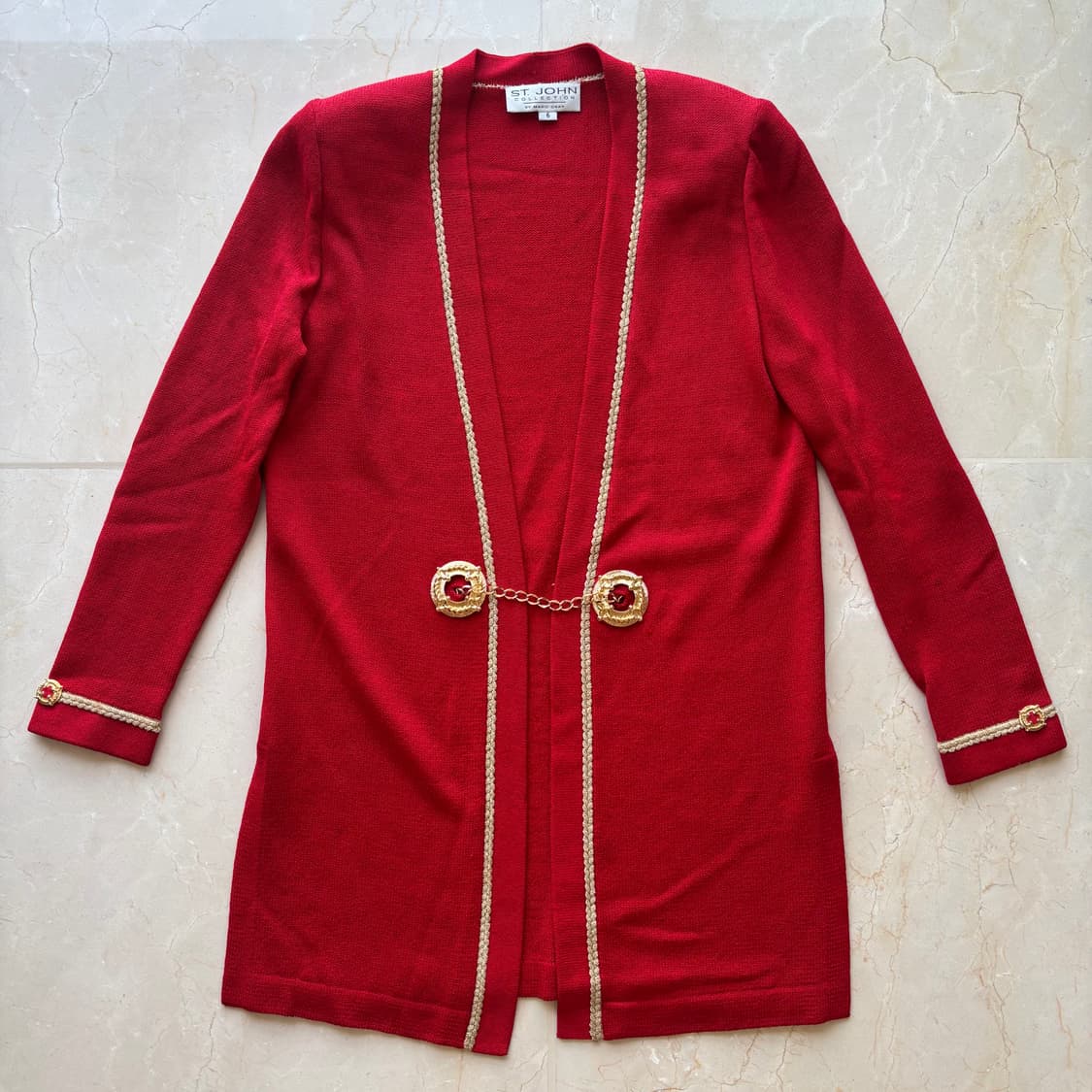 ST. JOHN COLLECTION 센존 레드 골드 체인 가디건 6 상품이미지1
