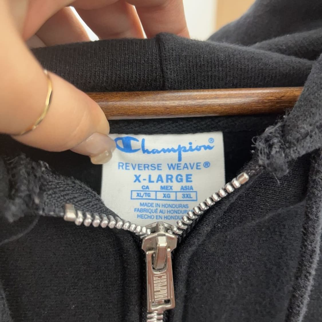 챔피온 리버스위브 빈티지 오버핏 블랙 후드집업 XL C06422 상품이미지5