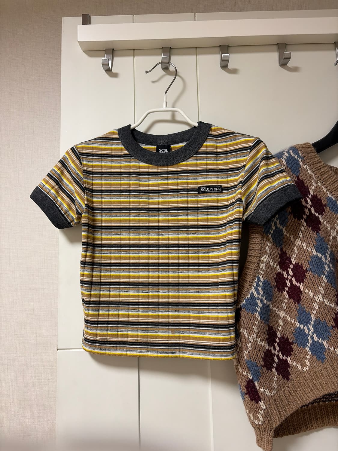 스컬프터 스트라이프 크롭 반팔티 S 상품이미지1