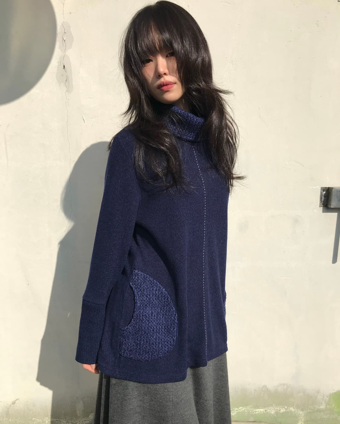 스티치 디테일 목폴라 니트  상품이미지1