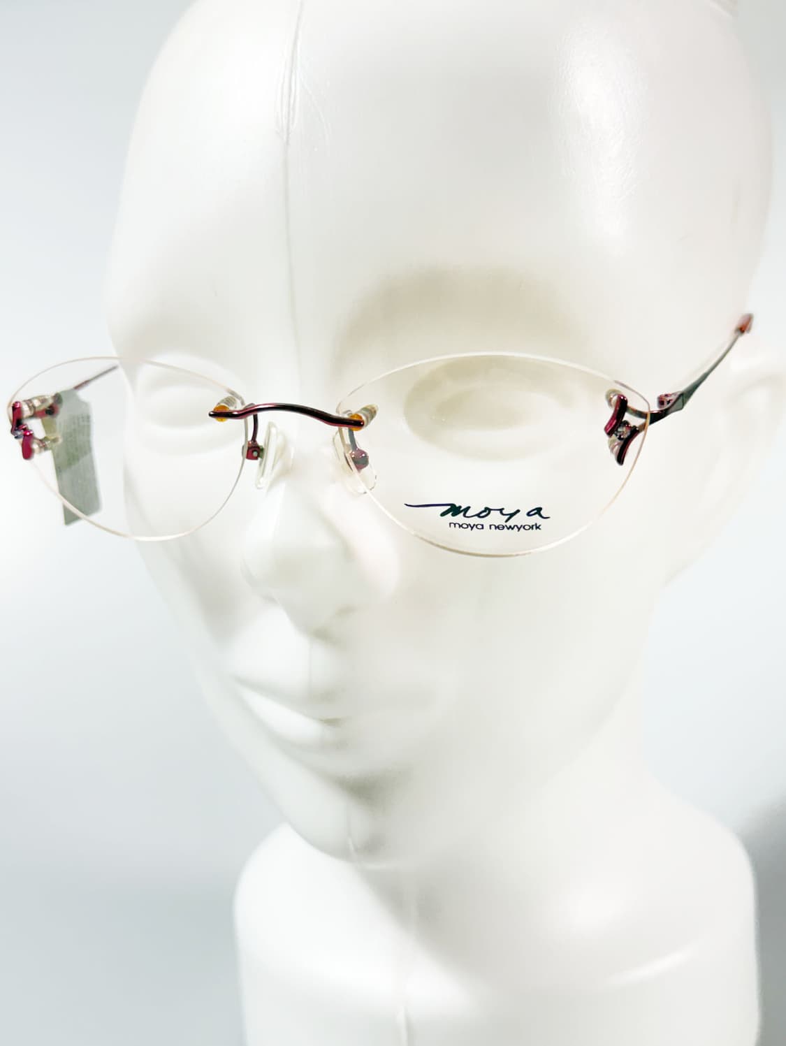 MOYA NEWYORK 오벌 무테 버건디 레드메탈 빈티지 안경 상품이미지8