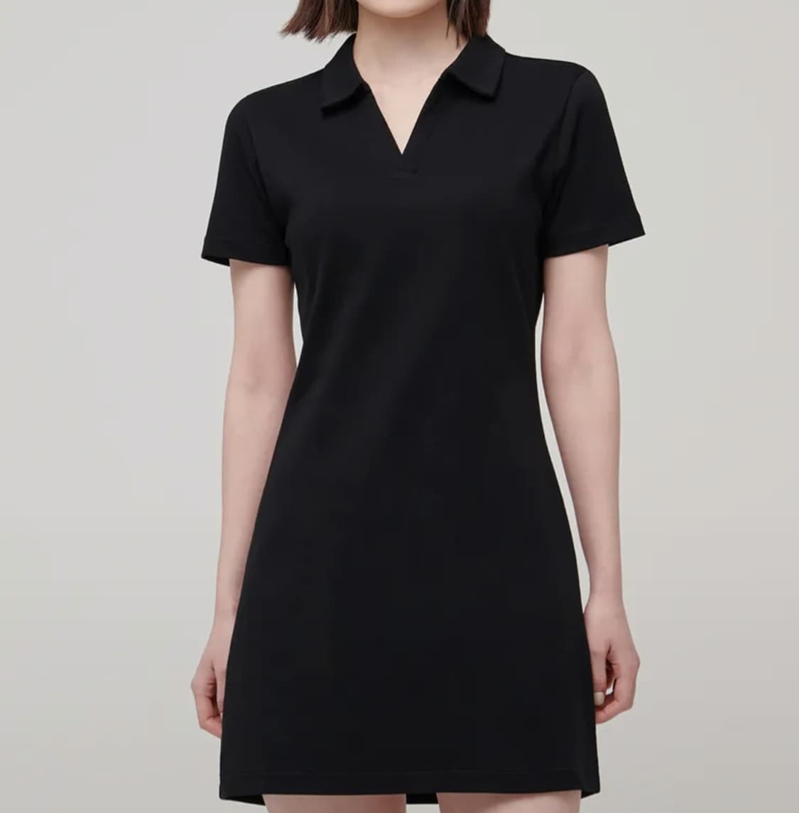 무신사 스탠다드 우먼즈 슬릿 넥 폴로 원피스 [블랙/L] 상품이미지2