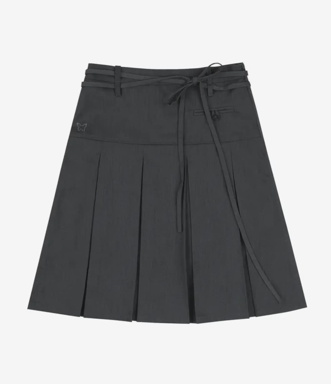팬시클럽 포멀 버튼 플리츠 미디 스커트 (GRAY) 상품이미지1