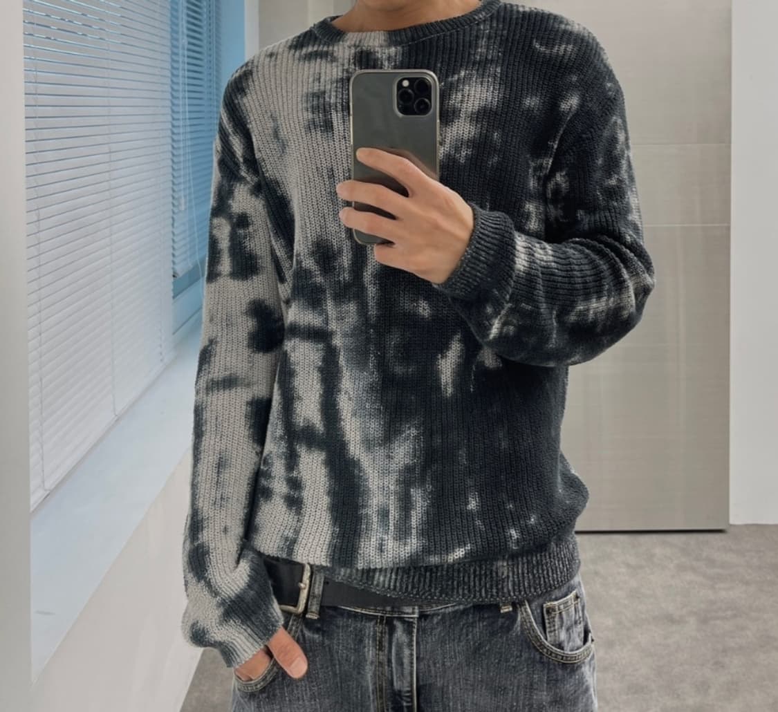 타이다이 워터컬러 니트 (블랙) 상품이미지1