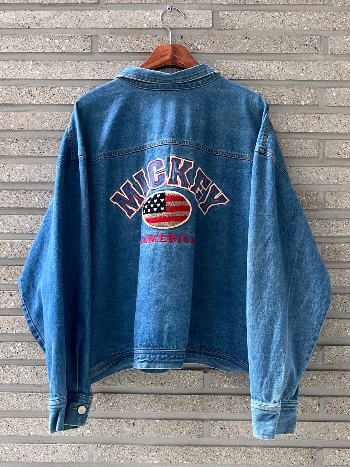 [3XL]Disney USA 디즈니 MICKEY 자수 데님 트러커 자켓 상품이미지1