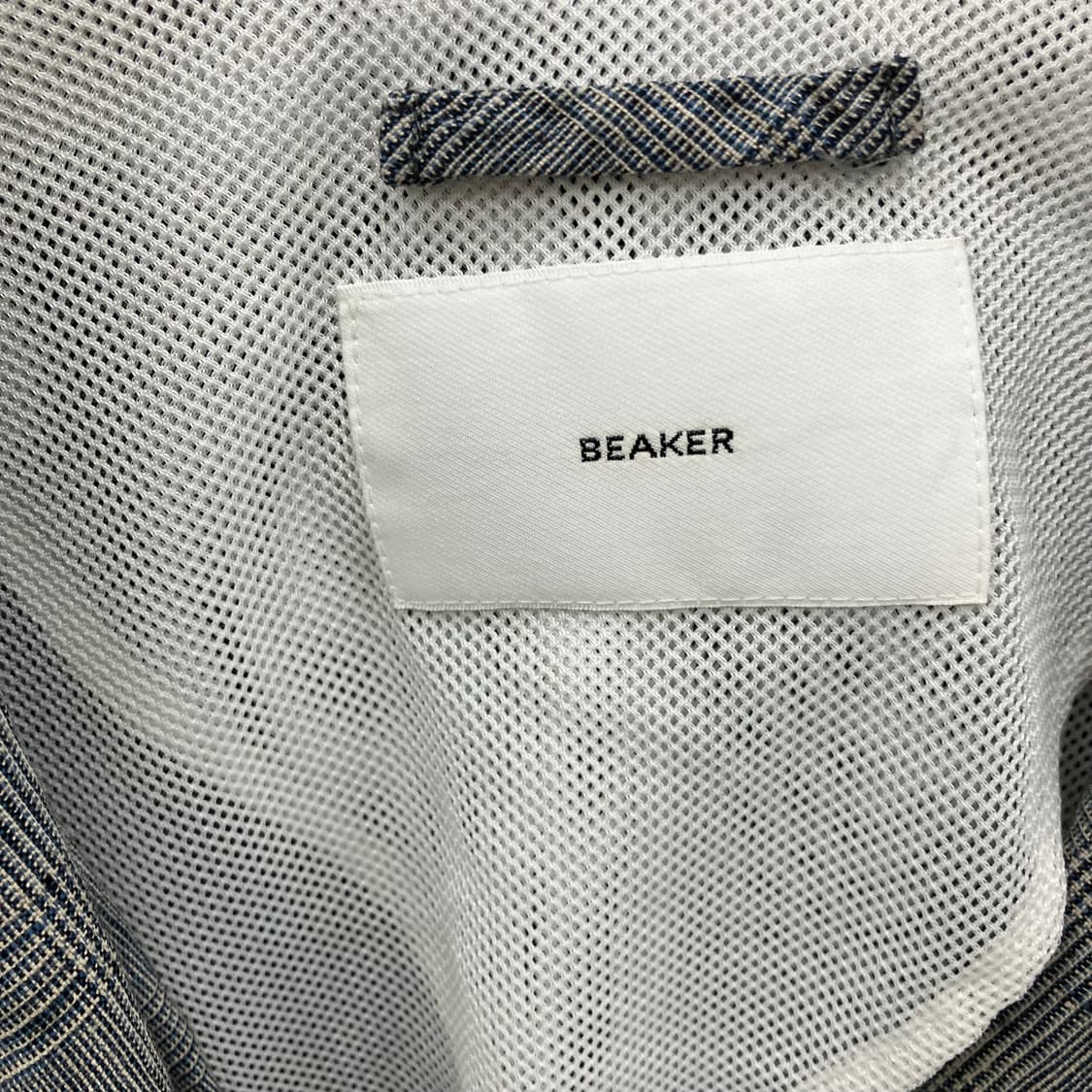 비이커 그레이 체크 패턴 린넨 블레이저 002 상품이미지3